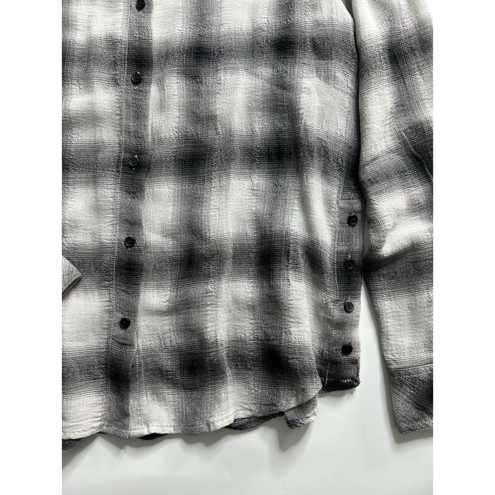 Sundance Catalog Dylan Shirt Women's Small Wool Blend Flannel Black White Plaid - Picture 2 of 8